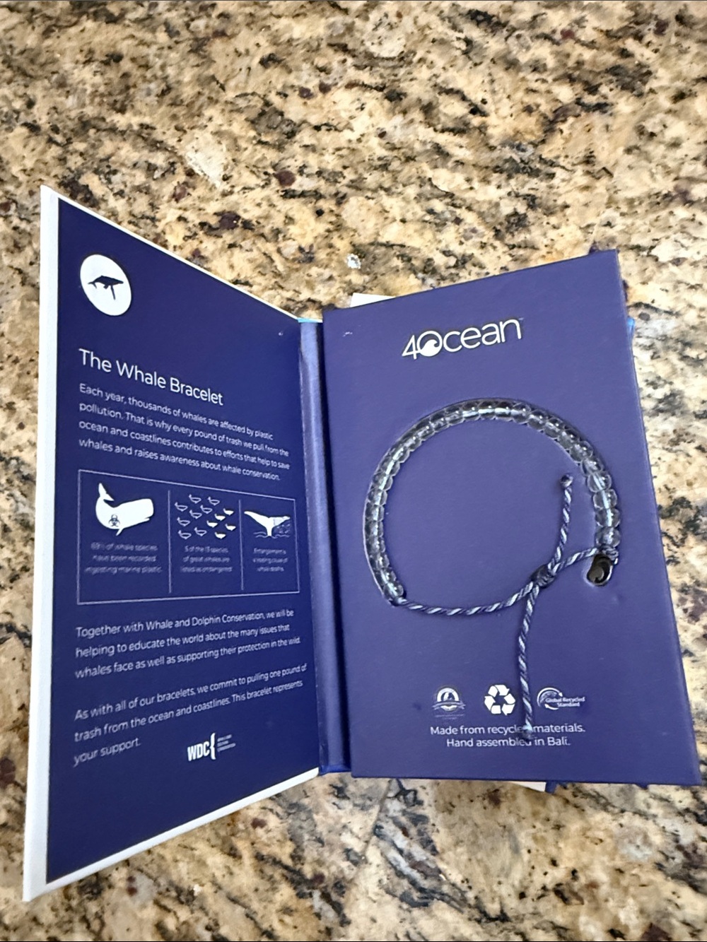 4ocean Whale Bracelet in Navy Blue